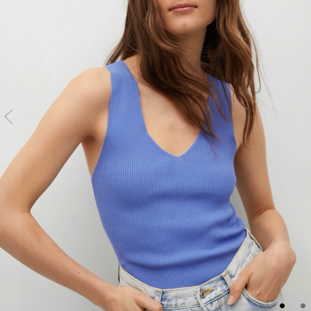 MANGO Blue Cross Back Knit Top